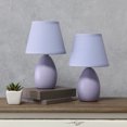 thumbnail image 4 of Creekwood Home Nauru 9.45" Traditional Petite Ceramic Oblong Bedside Table Desk Lamp Two Pack Set with Matching Tapered Drum Fabric Shade for Nightstand, End Table, Dorm, Purple, 4 of 6