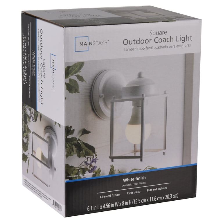Mainstays Classic Outdoor Wall Light, 8 In, White, Metal photo 6