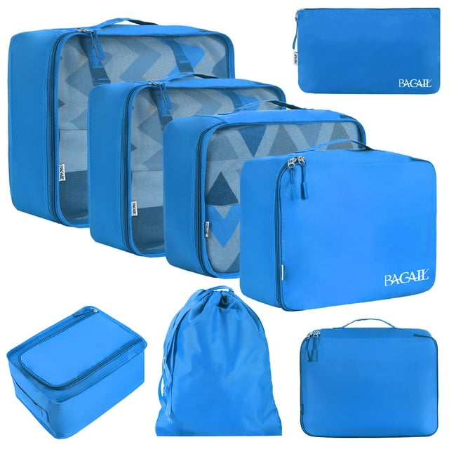 Set de 8 organizadores de equipaje BAGAIL de Packing Cubes, color azul claro