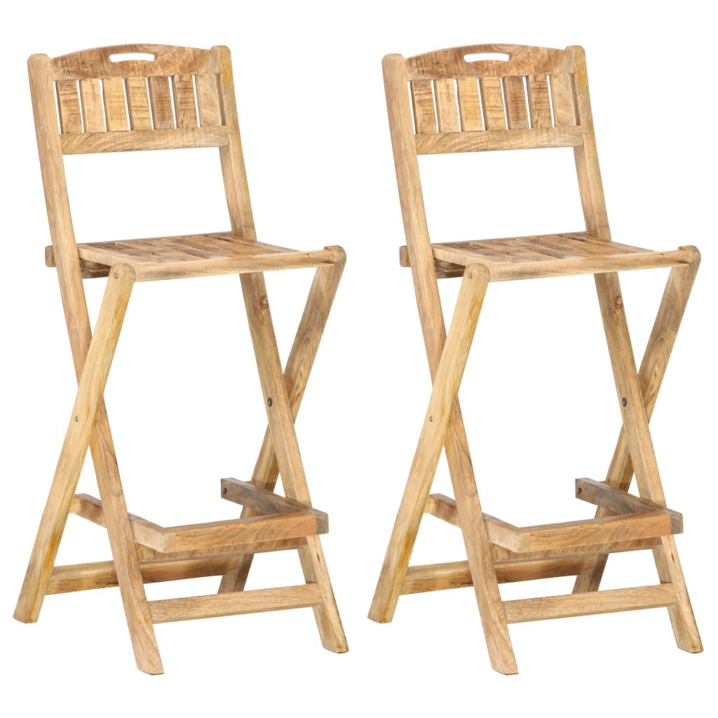 Teleurstelling Executie Knipperen Loewten Folding Patio Bar Chairs 2 pcs Solid Mango Wood - Walmart.com