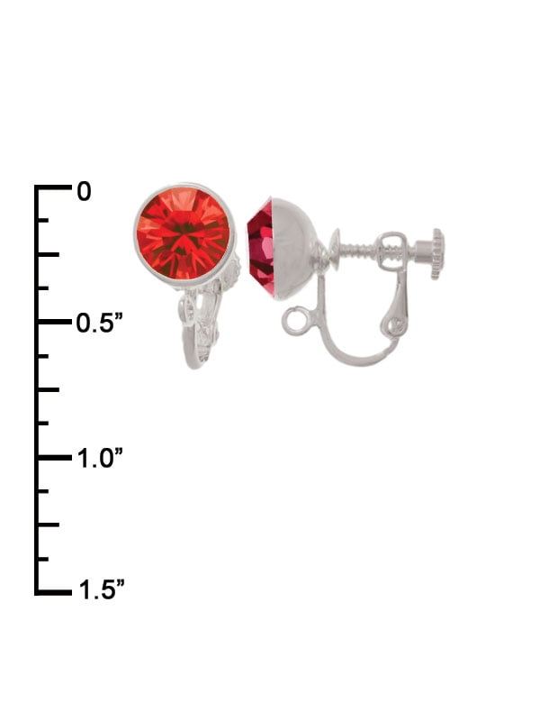 Delight Jewelry Silvertone Marathon - 26.2 with Clear AB Crystal Red Crystal Clip on Earrings