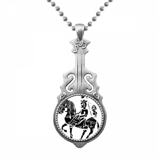 China Wei Jin Dynasties Horse Riding Pattern Pendant Jewelry Music Guitar Torque Hangtag