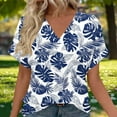 thumbnail image 2 of Uaswgudfs Women's Spring Summer Loose Fit Casual V Neck Raglan Short Sleeve T Shirt, Random Print Tee Blue L, 2 of 7