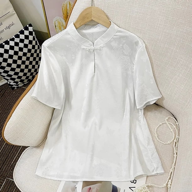 Camiseta de manga corta de mezcla de lino y algodón artística, estilo veraniego 2024, corte holgado, cuello redondo, camisa de talla grande pequeña a la moda