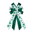thumbnail image 2 of QuanTara Large St. Patrick's Day Decorative Bow, 19.7"x11.81" Wreath & Tree Topper Ribbon with Shamrock Print for Front Door, Indoor Outdoor Wall, Party Supplies, Green & White Nylon, 2 of 6