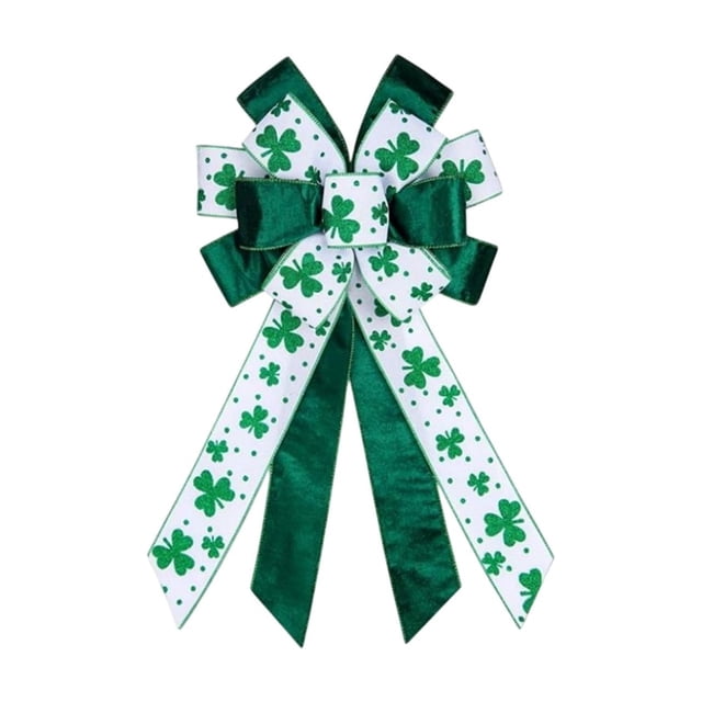 Wozhuo St Patricks Day Bow Decor 30x50cm Large Wreath Ribbon Indoor Outdoor Party