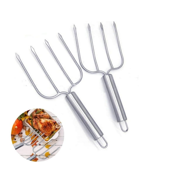 Stainless Steel Turkey Roast Lifters,Pack of 2 Reusable Meat Claws,QZS Stainless Steel Roaster Forks for Indoor and Outdoor