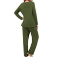 thumbnail image 3 of Qylux Women's Pajama Long Sleeve Adjustable Long Pants Sleepwear Set Soft Two Piece Matching Set with Pockets,Army Green,M, 3 of 7
