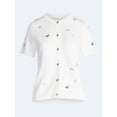 thumbnail image 5 of Free Assembly Women's and Women's Plus Embroidered Cardigan Sweater with Short Sleeves, Sizes XS-XXL, 5 of 5