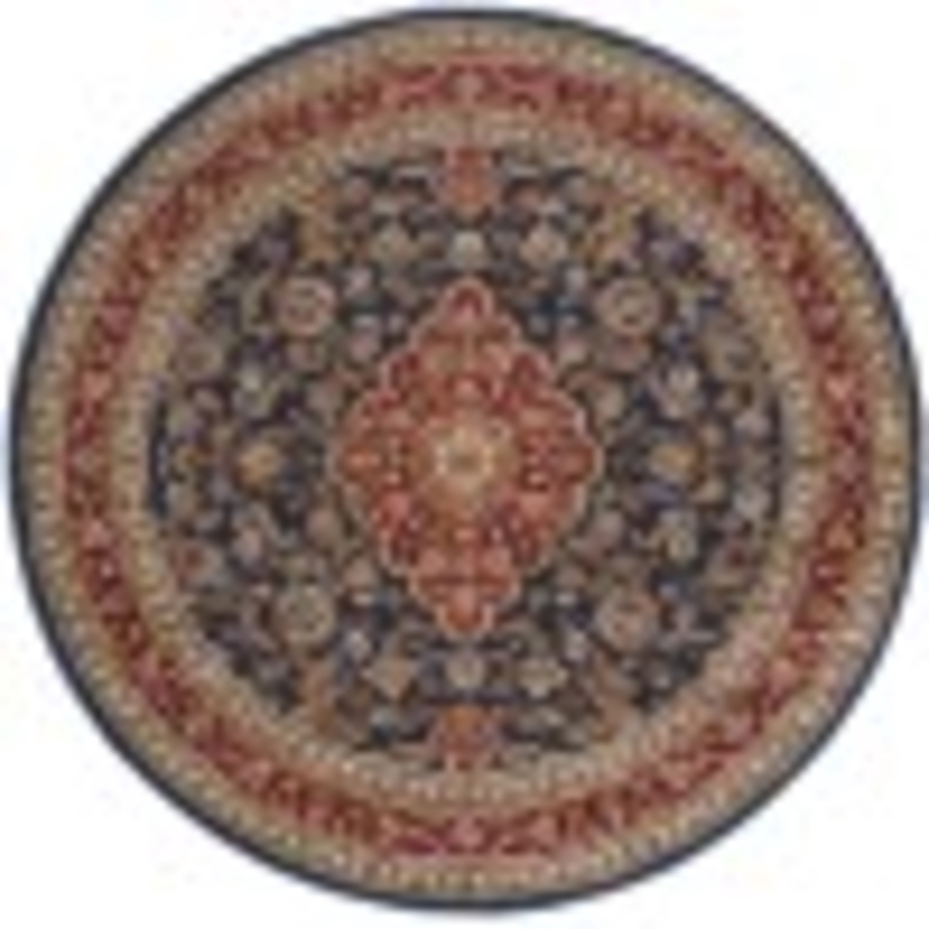 Sensation Transitional 5' Round Navy and Beige Polypropylene Indoor Area Rug