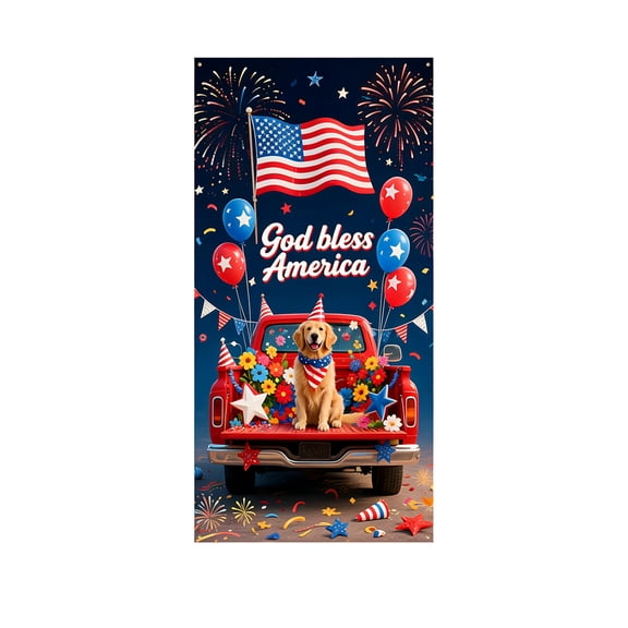 SLYNSHome 250th Anniversary Door Cover 4th of July Patriotic Front Door Cover Decor Welcome Memorial Day Fourth of July Outdoor Porch Decor