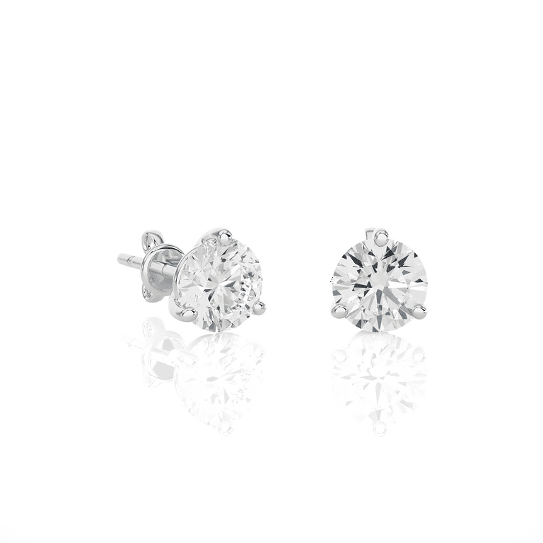 0.90 Carat Diamond Round Stud Earrings for Women in 14k White Gold