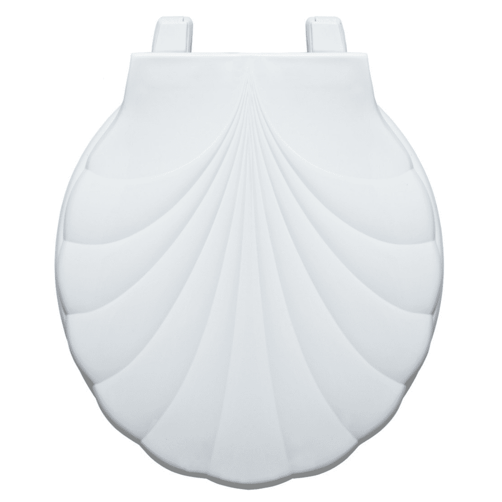 Centoco HP30SLC-001 Sea Shell Design Round Plastic Toilet Seat with Lift & Clean, White