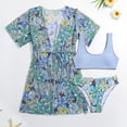 thumbnail image 7 of TOWED22 Girl's 3 Piece Swimsuits Wrap Criss Cross High Waisted Bikini Set with Cover Up Skirt Sky Blue,7-8 Y, 7 of 7
