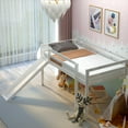 thumbnail image 4 of Gymax Lit Mezzanine Format Simple avec Glissade en Bois, Lit Mezzanine Bas et Robuste pour Chambre d'Enfant, Blanc, 4 of 10