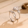 thumbnail image 3 of vylahjewellery Classic Moissanite Birthday Gift Ring Romantic Halo Oval Cut Engagement Ring Set 18K Vermeil White Gold Anniversary Women Ring Wedding Bridal Set Ring foe Her, 3 of 7