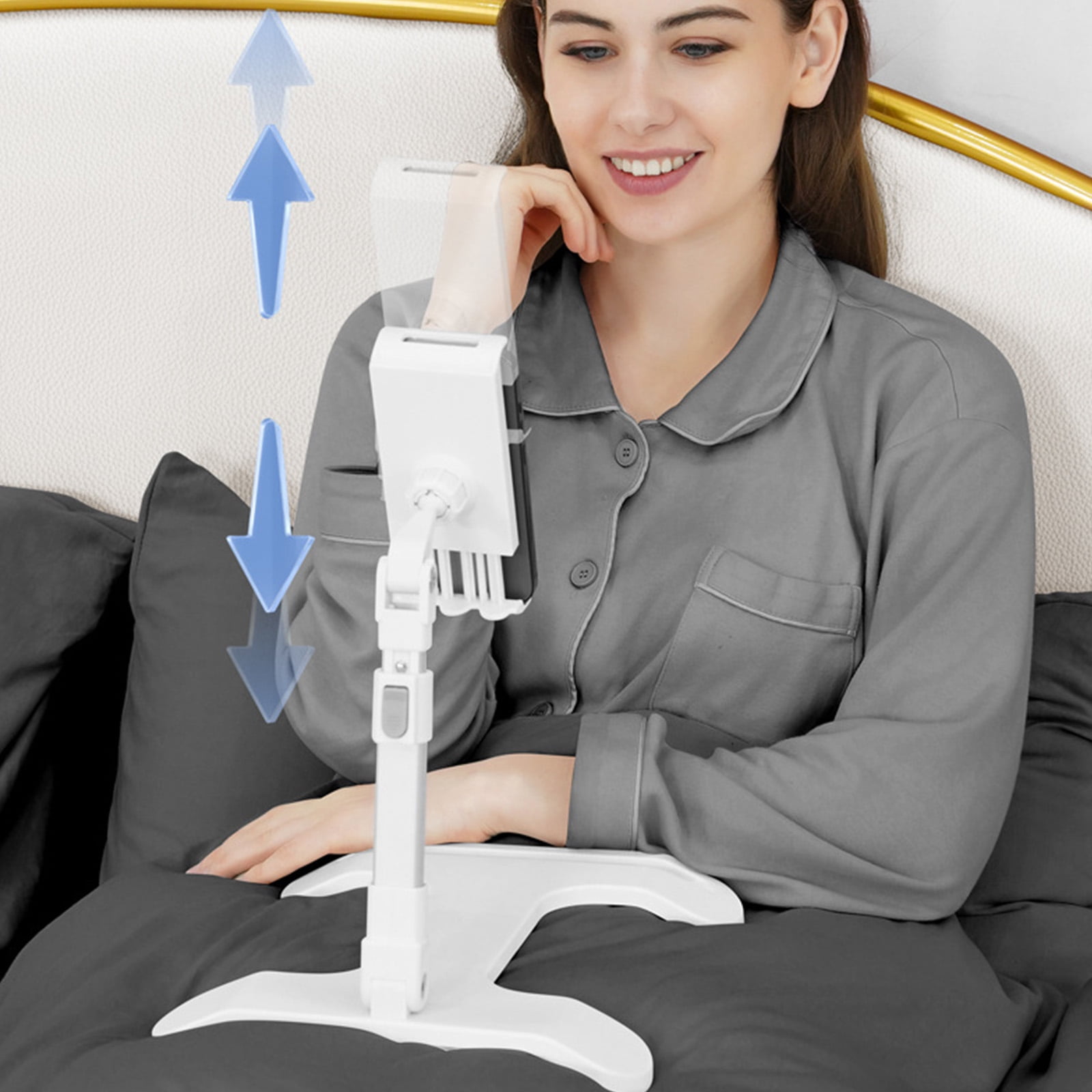 Adjustable Sturdy Phone Stand Rack Holder for 4 to 12 Inch Tablets and Phones Including All Brands Bed Sofa Desk Support