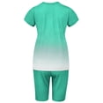 thumbnail image 4 of Innerwin Sweatsuits Solid Color Women Jogger Set Running Short Sleeve Loose Two Piece Outfit Emerald L, 4 of 5