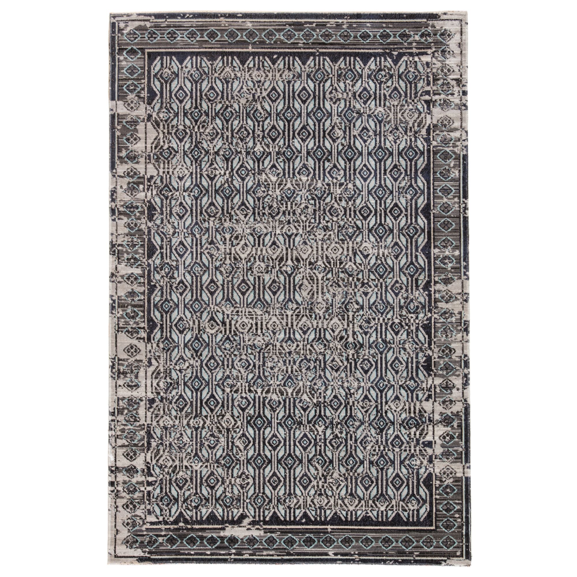 8.8' x 12' Gray and Blue Contemporary Outdoor Rectangular Area Throw