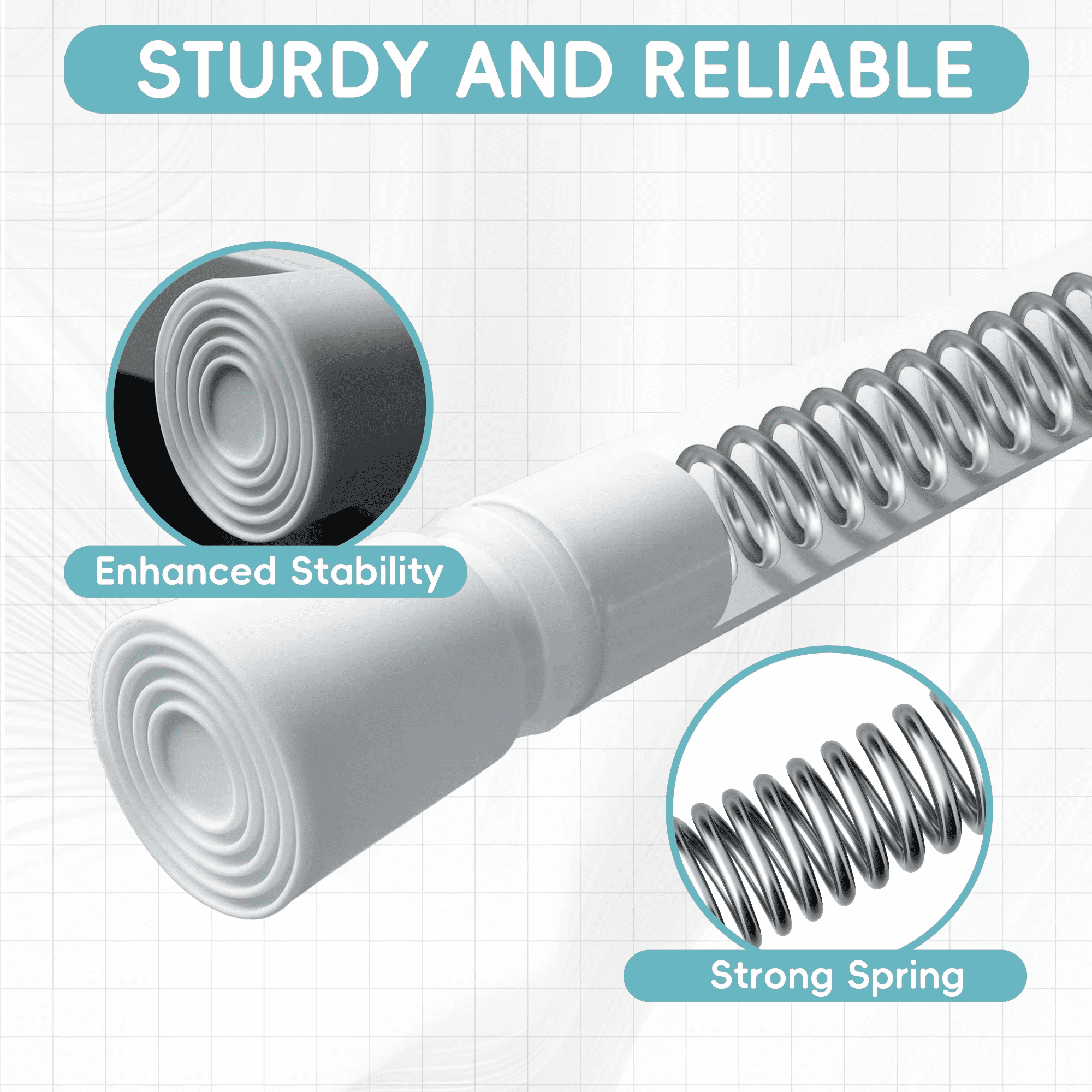 Yiannan Tension Curtain Rods 16-76 Inches,Spring Adjustable White Curtain Rod for Bathroom,Windows,Kitchen,Doorway,Cupboard Bars