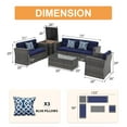 thumbnail image 6 of JOIVI 8 Pieces Patio Furniture Conversation Set, Outdoor Sectional Patio Sofa Set with Storage Box, Coffee Table, 3 Pillows, for Garden, Porch, Navy Blue, 6 of 6