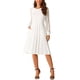 thumbnail image 1 of Vestido de cóctel elegante de manga larga para mujer, cuello redondo, largo hasta la rodilla, talla XL, blanco, 1 of 5