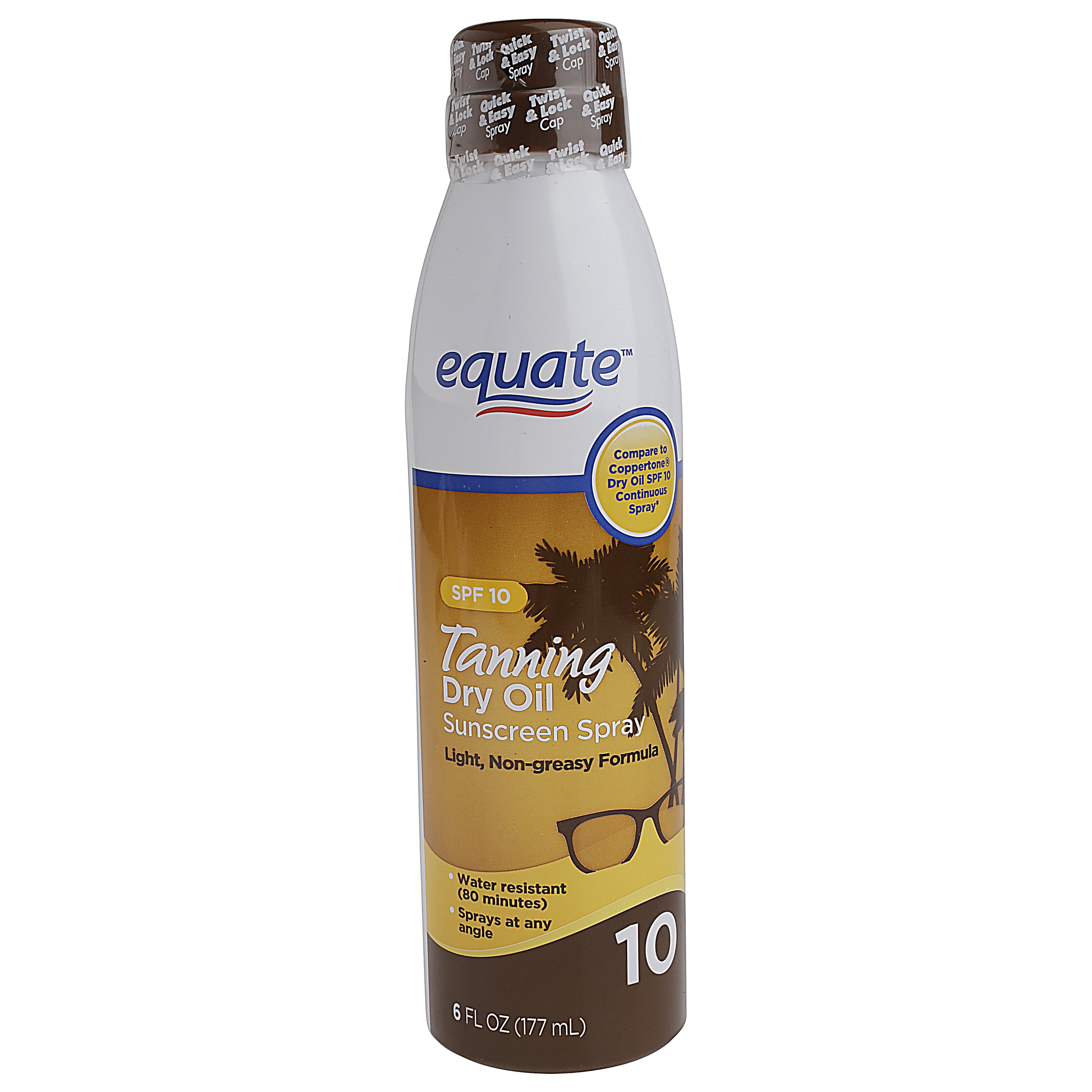 Equate Tanning Dry Oil Sunscreen Spray, SPF 10, 6 fl. oz.