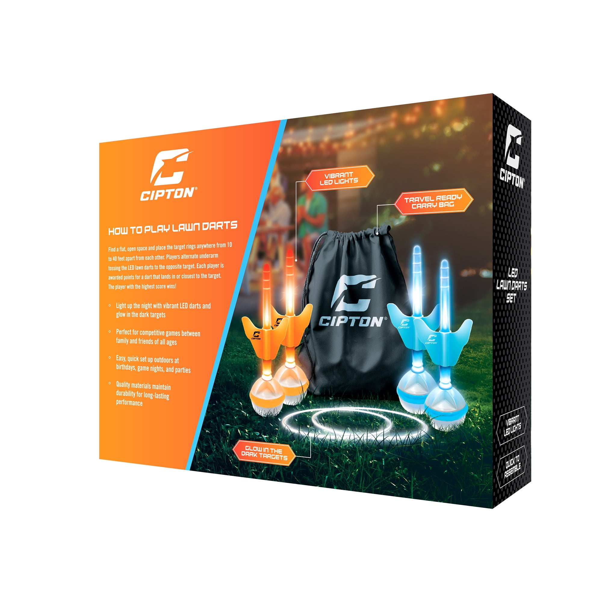 CIPTON LED Lawn Darts, 4 Blue/Orange LED Darts