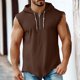 thumbnail image 2 of M Y M Camisa sin Mangas con Capucha Color Plano Clásico Cuarto Cremallera Deportes Casuales Color Sólido Superior para Hombres, 2 of 7