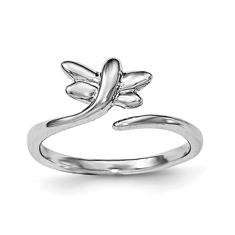 CoutureJewelers Sterling Silver Rhodium-Plated Dragonfly Toe Ring 