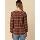 thumbnail image 5 of INSPIRE CHIC Camisa vintage abotonada para mujer Blusa a cuadros con cuello dividido Tops marrón XS, 5 of 6