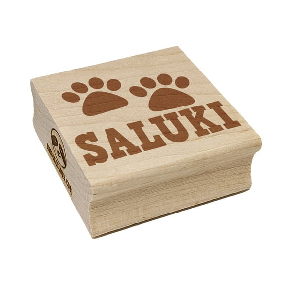 Saluki Dog Paw Prints Fun Text Square Rubber Stamp Stamping Scrapbooking Crafting - Small 1.25in