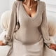 thumbnail image 1 of Mini Vestidos De Suéter De Punto Con Cuello En V, Vestido De Suéter Con Cuello En V Cintura Elástica De Moda Ajustada Para Fiesta De Otoño Para Informal ANGGREK Otros, 1 of 8