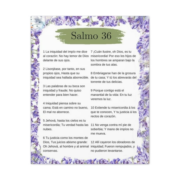 Salmo 36 Impresion De Arte Crist en la Pared Lista Para Colgar in Spanish Ready to Hang Bible Canvas Unframed