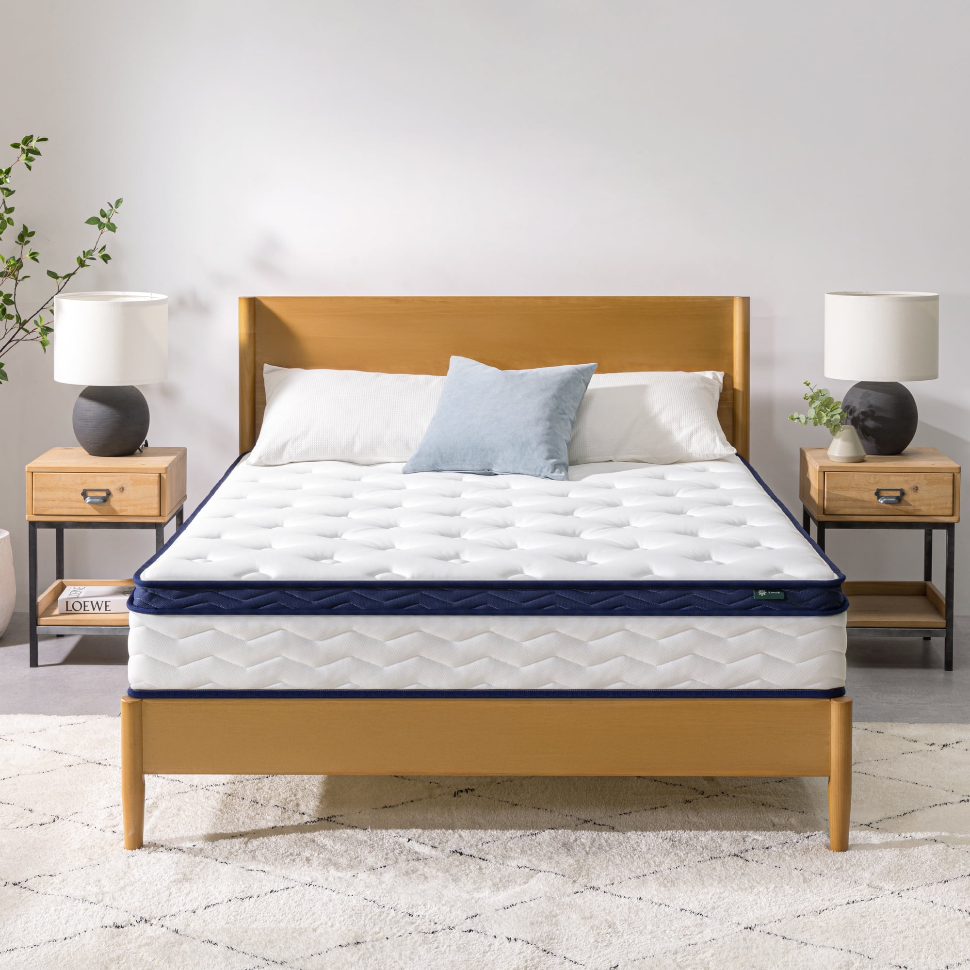 Zinus 10" Pocket Coil Euro Top Hybrid Mattress, Queen