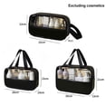 thumbnail image 2 of Bolsa de cosméticos transparente con costura, bolsa de cosméticos de baño de PVC, PU, impermeable, gran capacidad, conjunto negro, 2 of 5