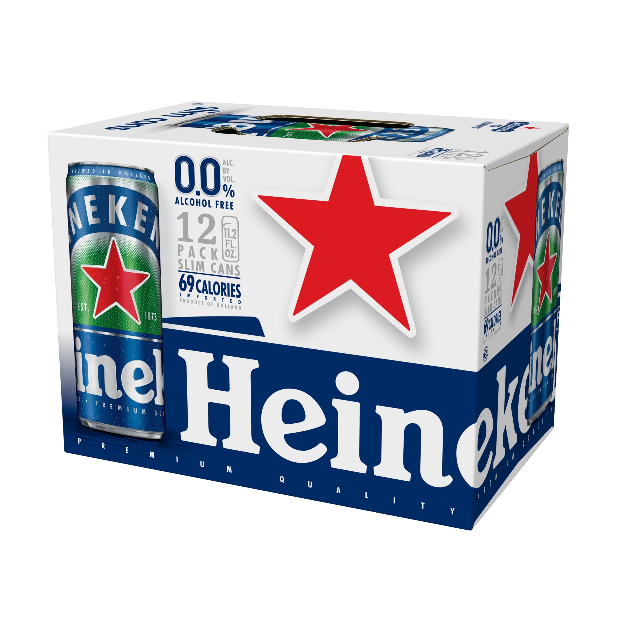 Heineken 0.0 Non-Alcoholic Netherlands Import Lager Beer, 12 pack, 11.2 fl oz Cans, 0.0% ABV
