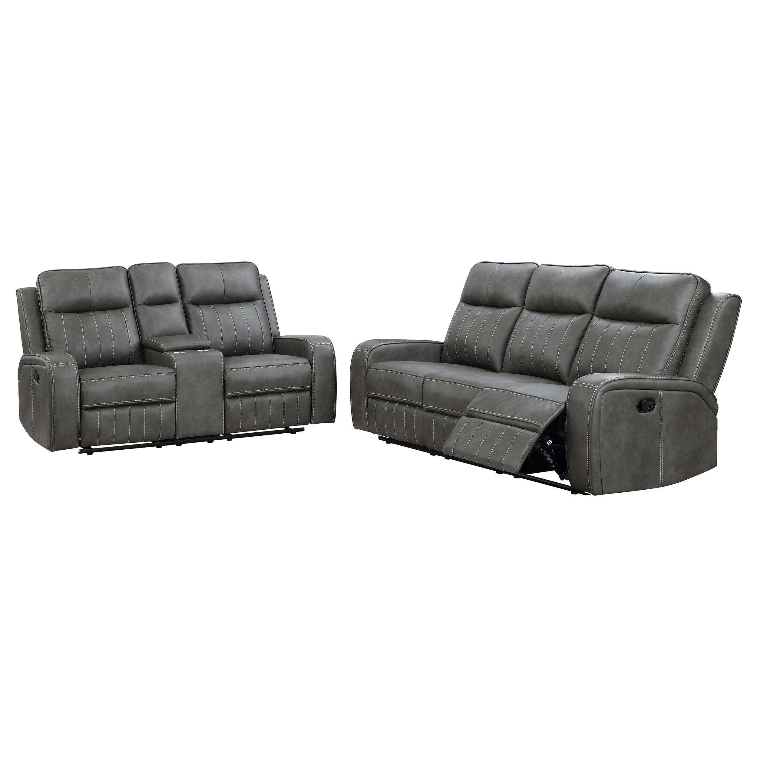 Coaster Raelynn 2-piece Faux Leather Upholstered Motion Reclining Sofa Set Gray