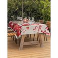 thumbnail image 2 of Outdoor Tablecloth with Umbrella Hole and Zipper, Valentine's Day Rectangle Table Cloth 52x70 Inch Waterproof Tablecloth, Red Gnomes Loves Roses Romantic Beige Picnic Table Cover for Patio Camping, 2 of 7