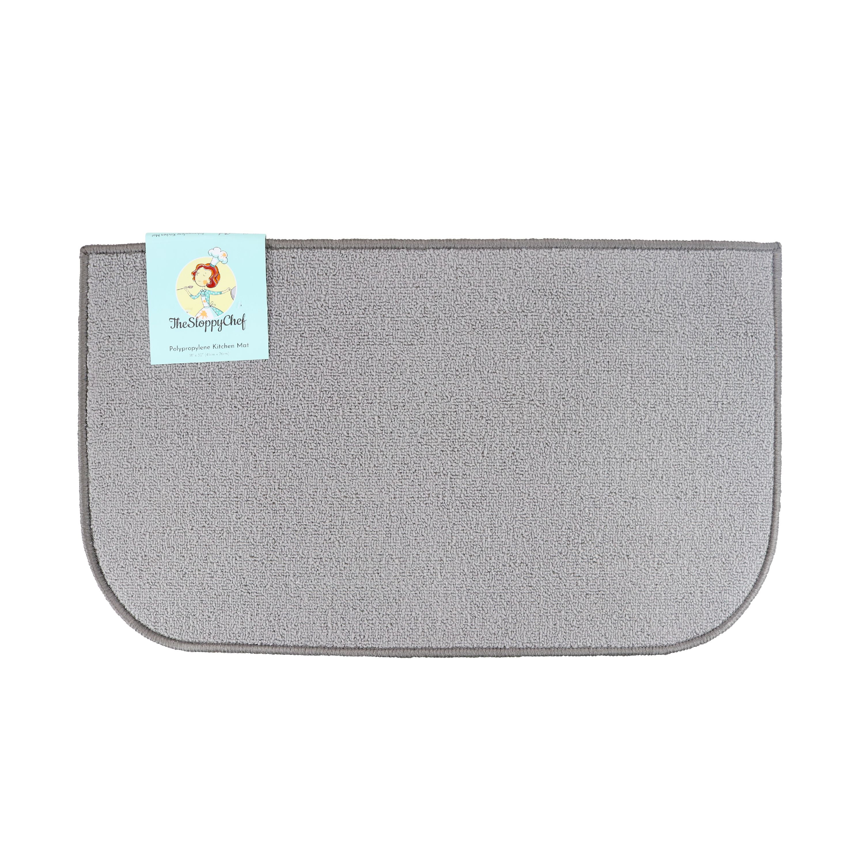 D-Shaped Kitchen Throw Area Rug - 18' x 30' - Silver - Stain Resistant - Durable