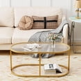 thumbnail image 6 of Oval Coffee Table with Glass Top - Modern Gold Accent Table for Living Room, 6 of 9