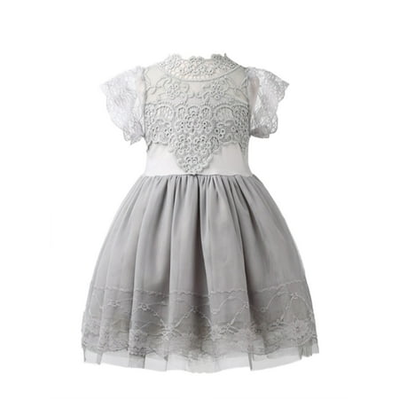 

StylesILove Victorian Lace Princess Flower Girl Dress (4-5 Years Grey)
