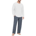thumbnail image 2 of VV AVEORS Mens Pajama Set Bamboo Viscose Soft Pijamas Sets Plaid Long Sleeve Full Length Pants Pjs Check Sleepwear With Pockets Navy M, 2 of 7