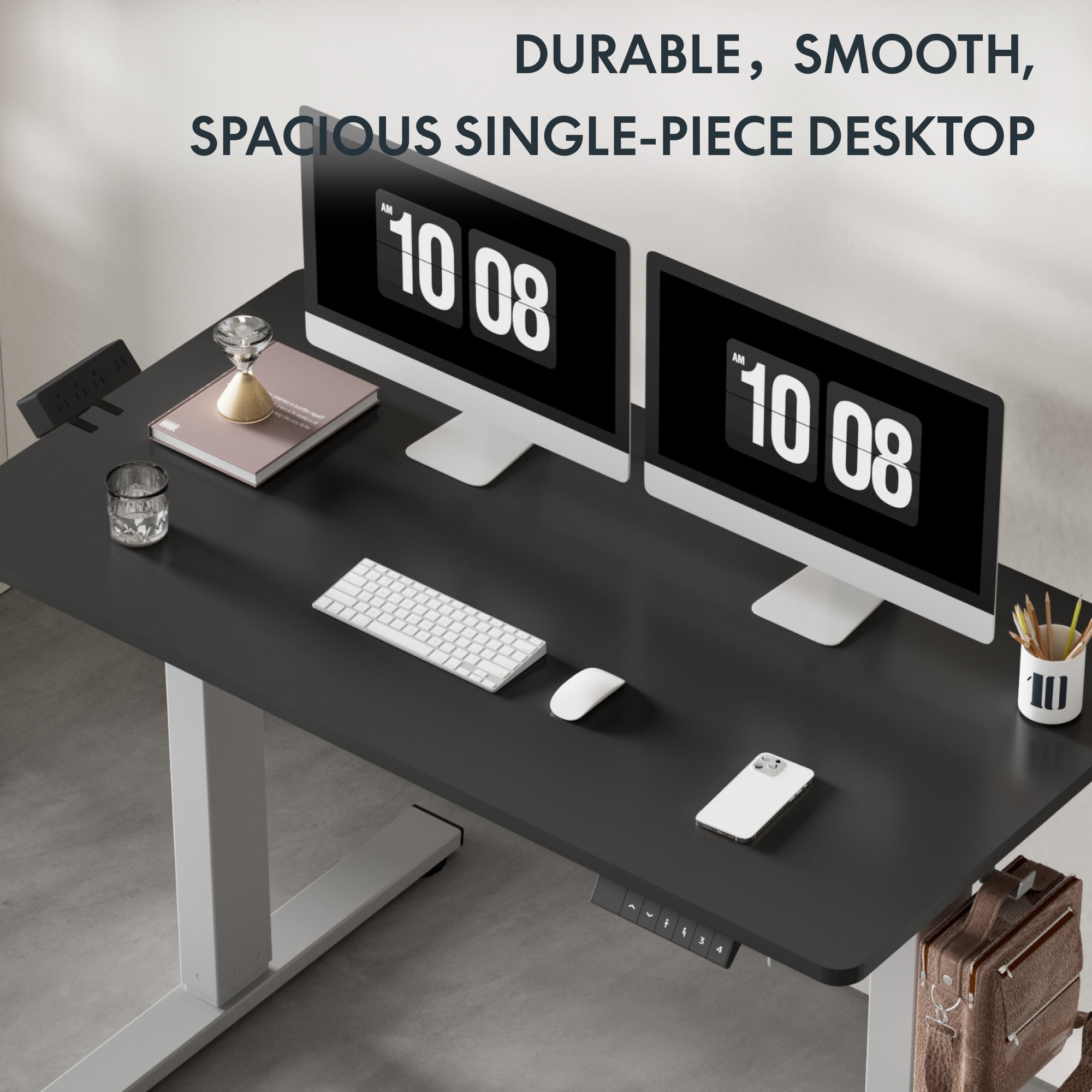 FLEXISPOT 55" x 28" Home Office Height Adjustable Standing Desk Memory Programmable Presets Computer Desk Gray and Black