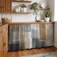 thumbnail image 2 of Brown Grey Sink Skirt for Bathroom, Self-Adhesive Under Sink Curtain, Geometric Modern Abstract Oil Painted Vintage Hide Pipes & Storage Fabric Cabinet Skirt Cover for Kitchen Laundry 32"x55", 2 of 8