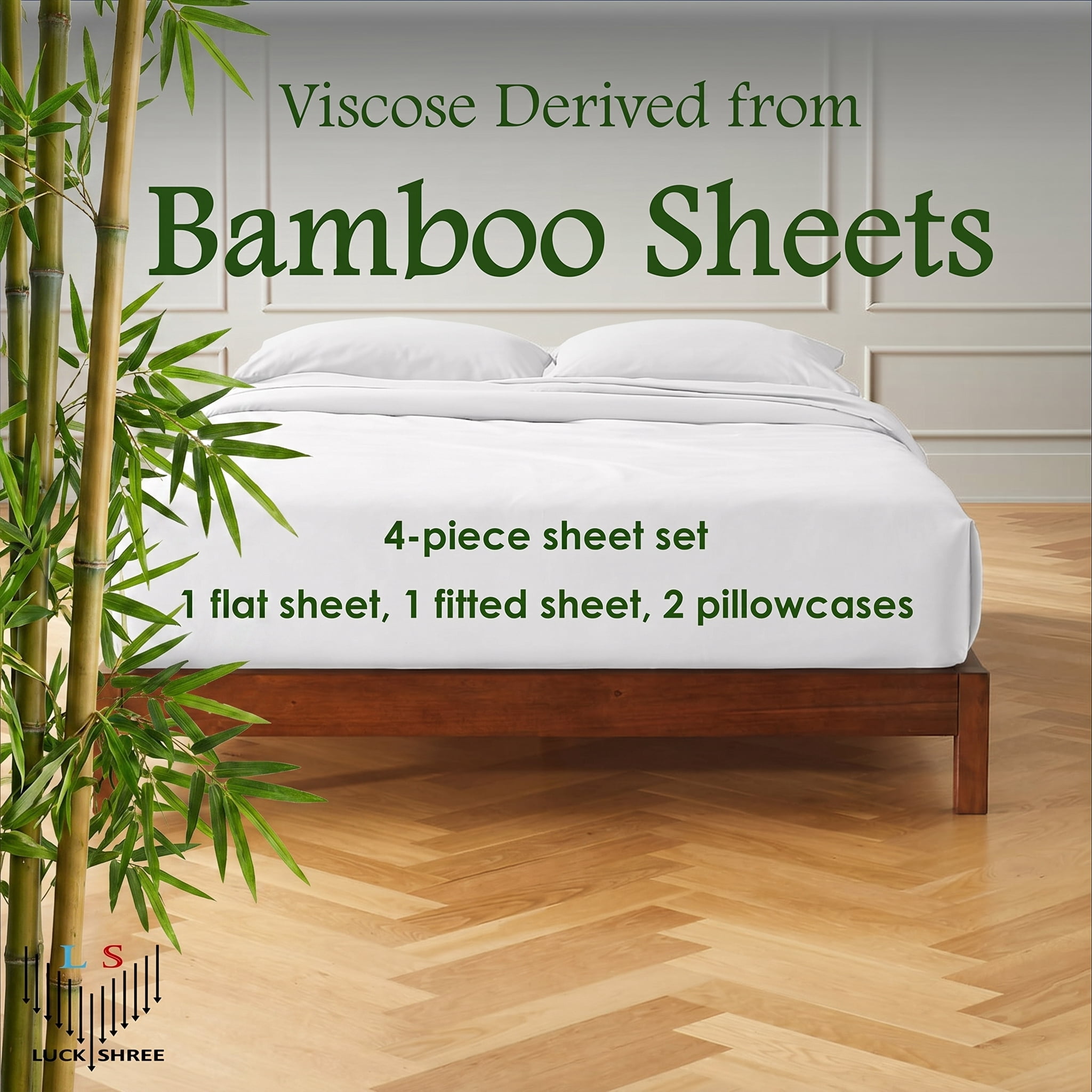 100% Viscose from BAMBOO Sheets Set Queen Size - 1000 Thread Count - 4 Piece Bedding - 10" Deep Pocket - White