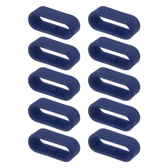 Uxcell 10Pcs Watch Band Strap Loops Silicone Replacement Fastener Rings for 18mm Width Watch Band, Midnight Blue