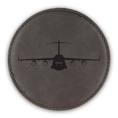 

C-17 Globemaster III Coaster Laser Engraved Leatherette - Round Coasters - Many Colors - Single / Coasters Sets - c17 cargo aircraft