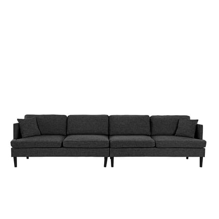 Mid Century Extra Large Linen Fabric Sofa Living Room Couch Ash Grey
