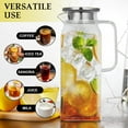 thumbnail image 5 of Soulgenix 2L Glass Pitcher, Square Glass Carafe with Stainless Steel Lid, 68 oz Carafe for Water, Juice, Iced Tea, Coffee, 5 of 7